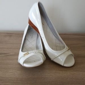 Cole Haan Off White Emory Braided Open Toe Wedge